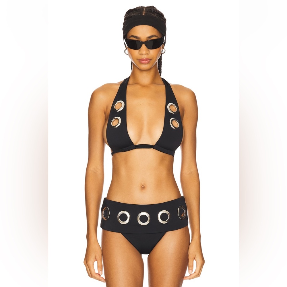 1XBLUE Eyelet bikini top